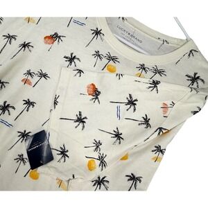 Lucky Brand T-Shirt Mens Size 2XL Palm Trees Print Short‎ Sleeve Crewneck